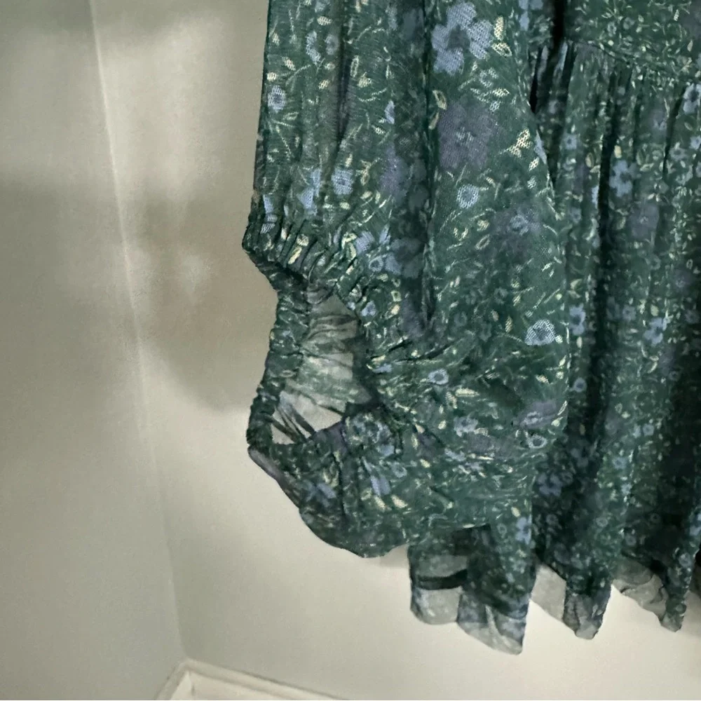 Free People Sweet Heart Top in Emerald Combo